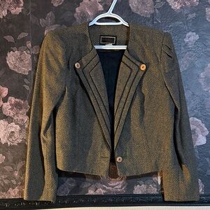 Valentina Olive Cropped Textured Blazer
